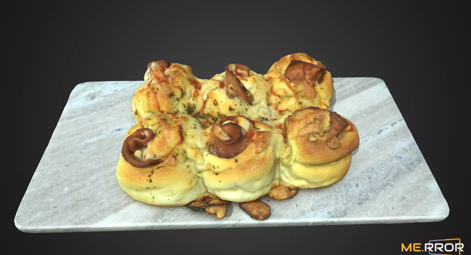 Ham Roll Bread Low-poly 3D model_0