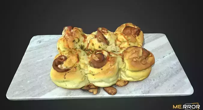 Ham Roll Bread Low-poly 3D model