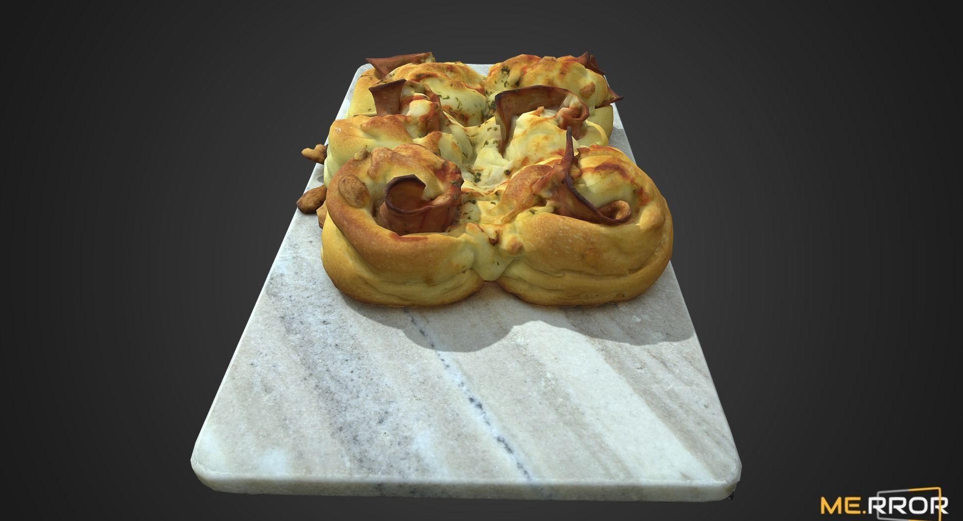 Ham Roll Bread Low-poly 3D model_2