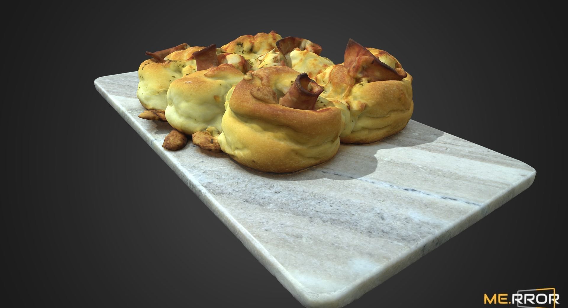 Ham Roll Bread Low-poly 3D model_1