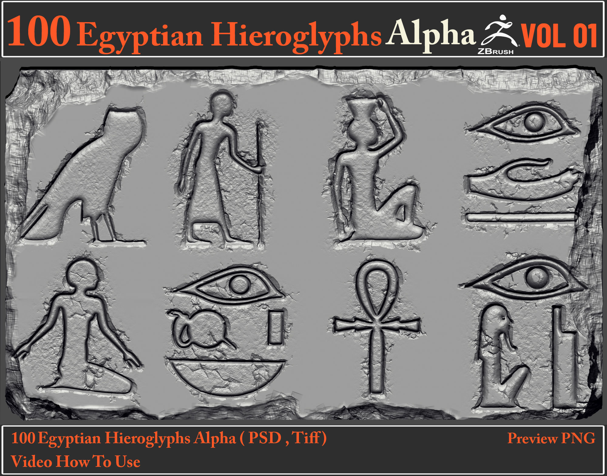 100 Egyptian Hieroglyphs Alpha - 100 Egyptian Hieroglyphs Alpha Maps 3d Model E0ca3c0ef9 