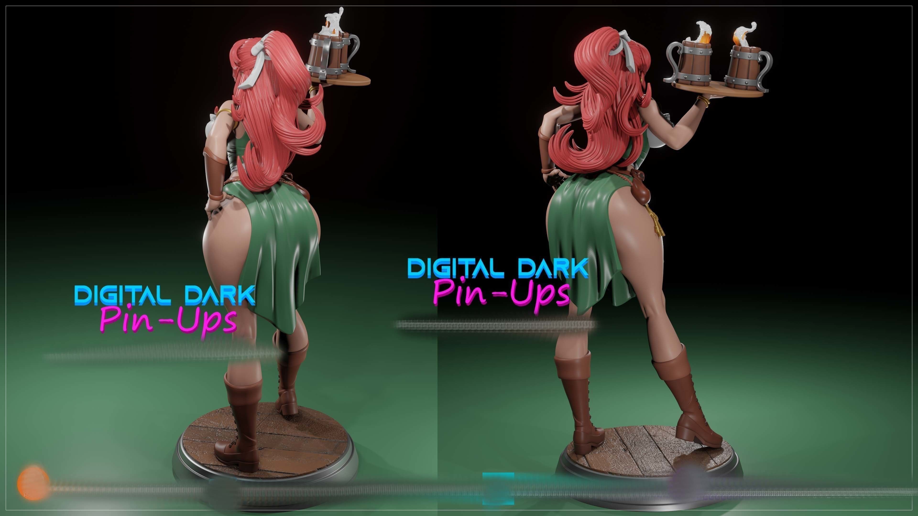 Barmaid with NSFW version and Miniatures version 3D print model_5