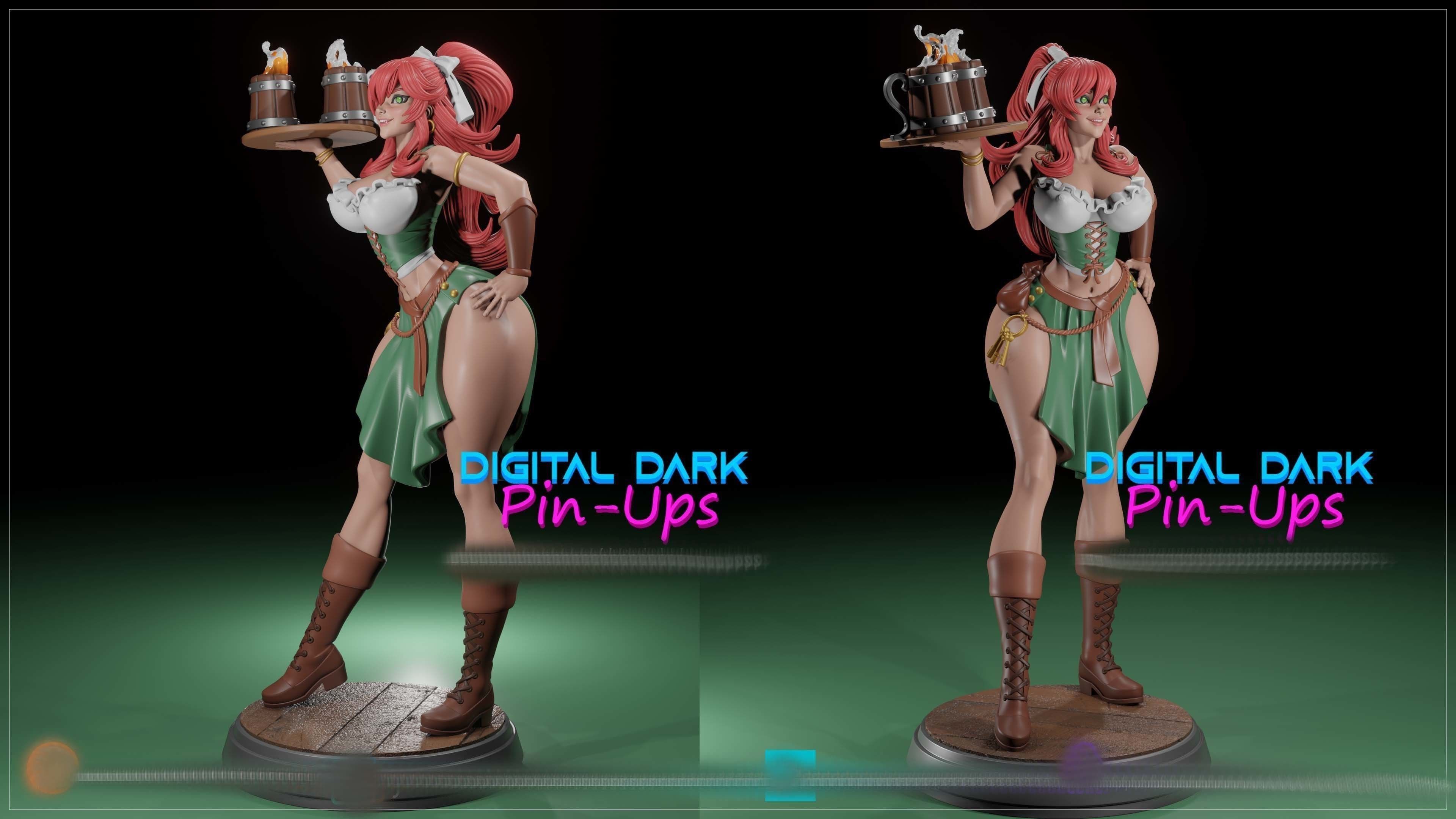 Barmaid with NSFW version and Miniatures version 3D print model_9