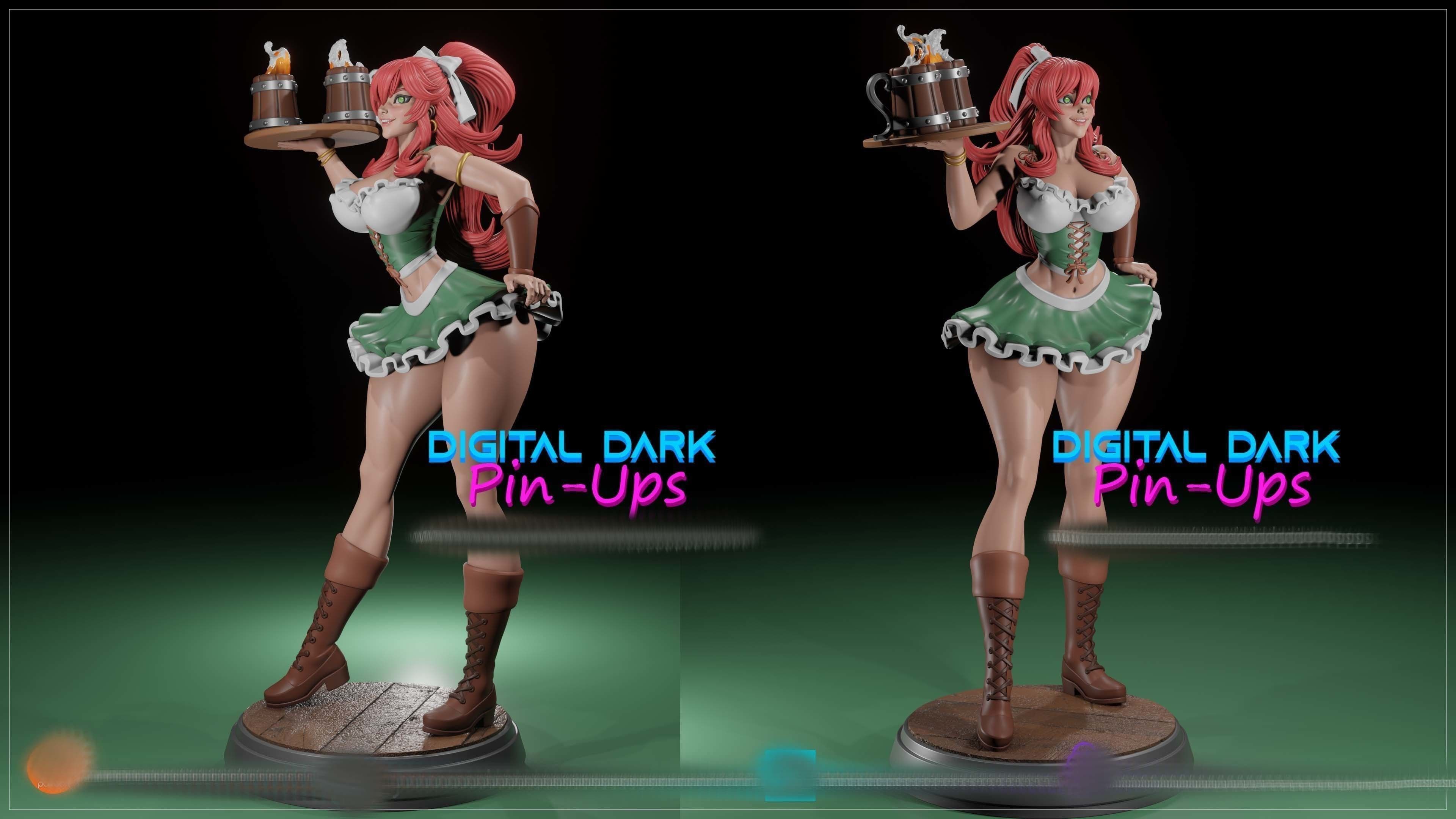 Barmaid with NSFW version and Miniatures version 3D print model_10