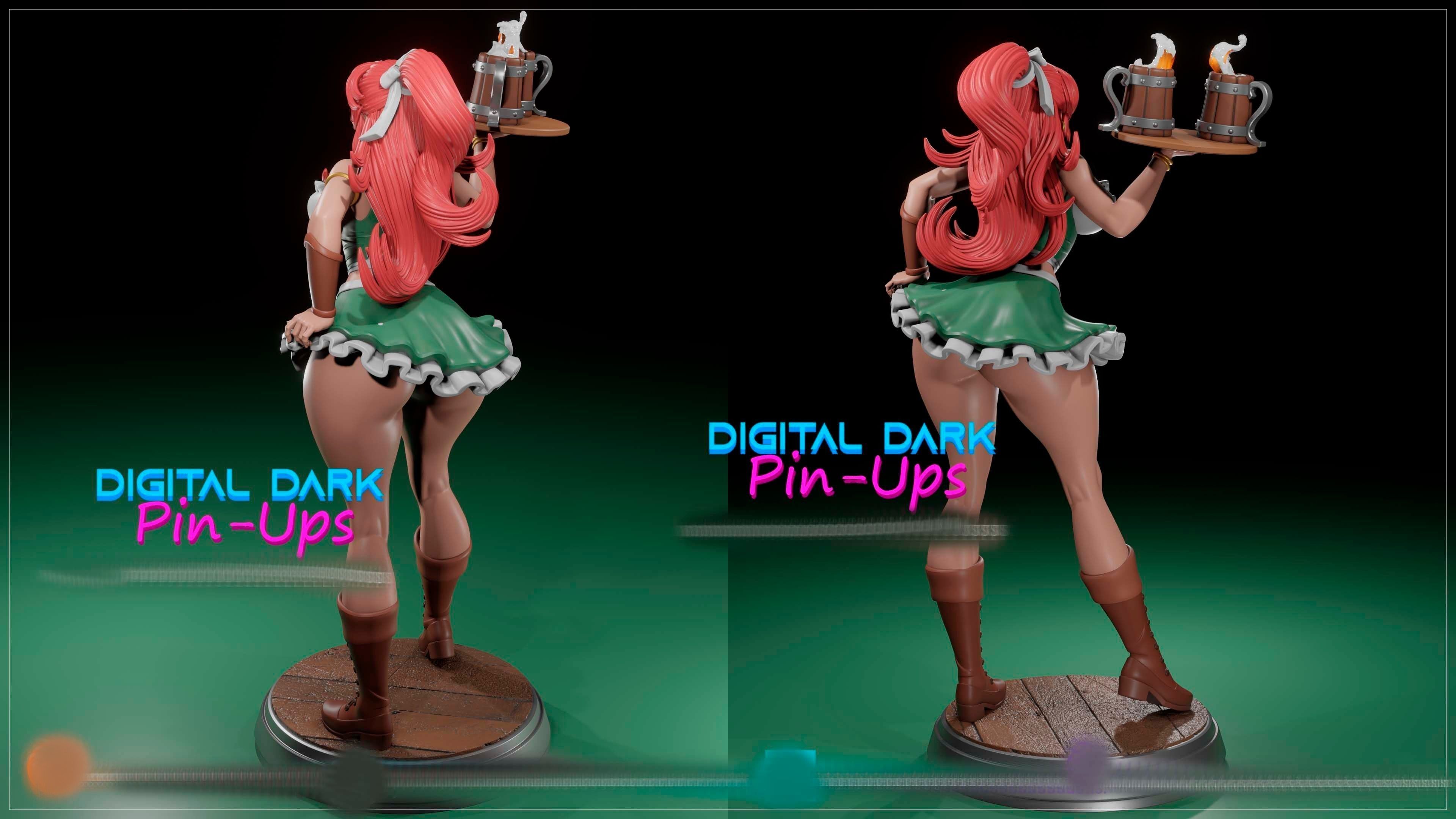 Barmaid with NSFW version and Miniatures version 3D print model_6