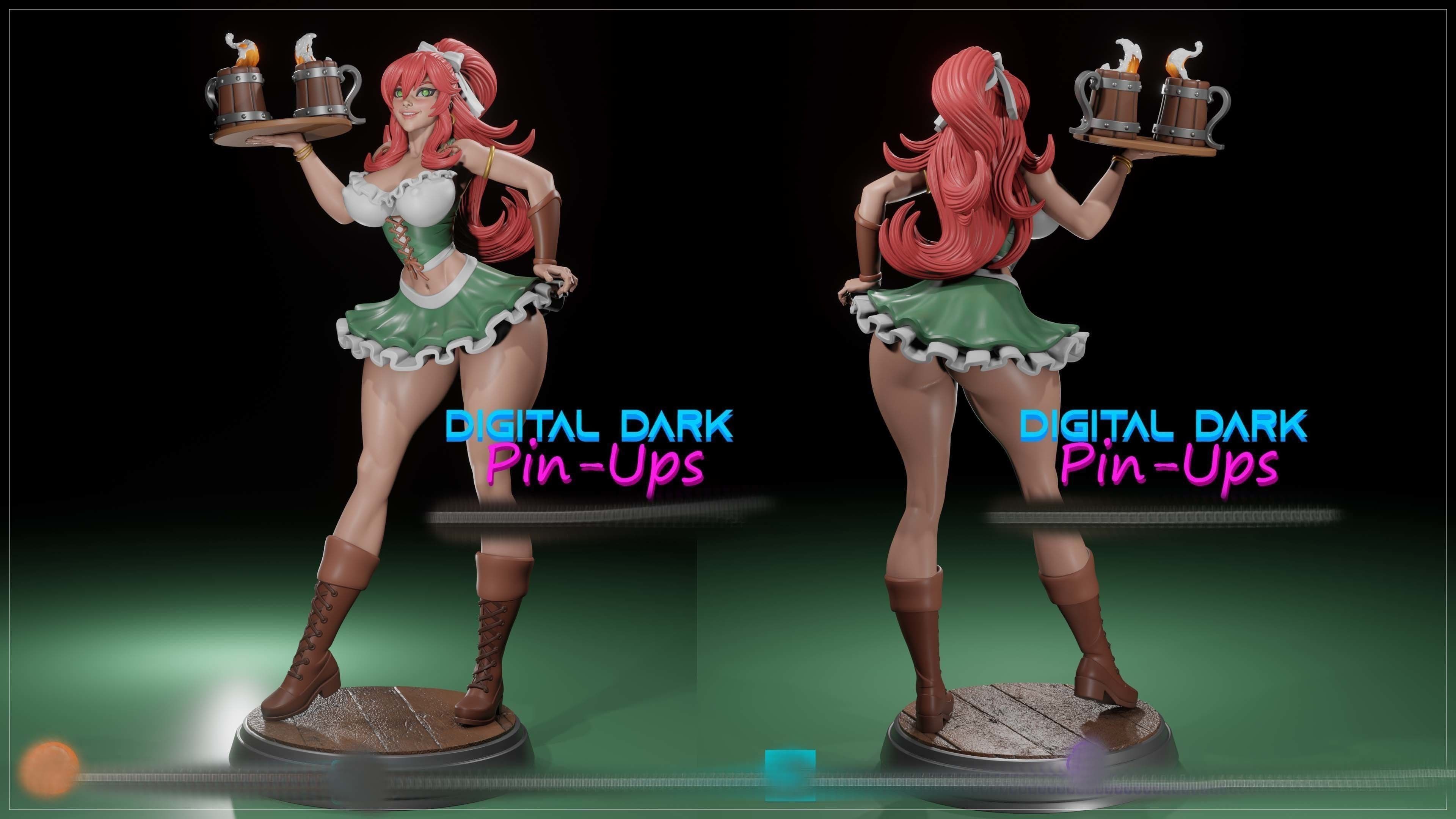 Barmaid with NSFW version and Miniatures version 3D print model_3