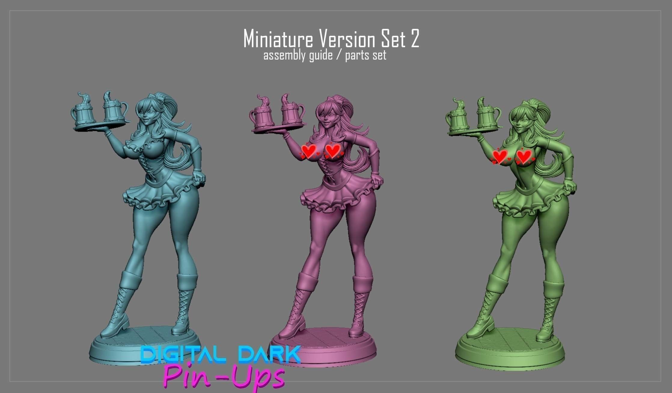 Barmaid with NSFW version and Miniatures version 3D print model_17
