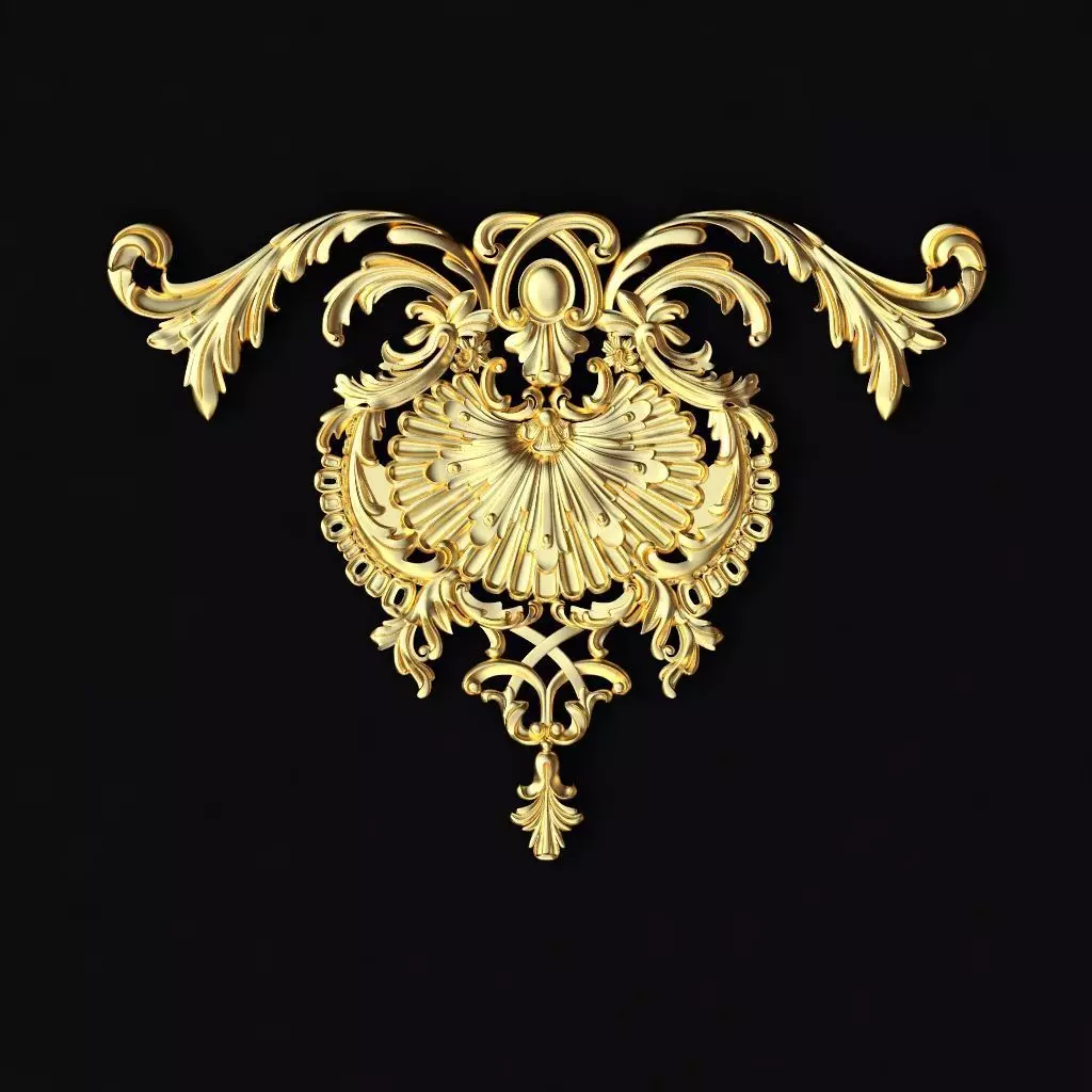 Central decor ornament for furniture 3D model_0