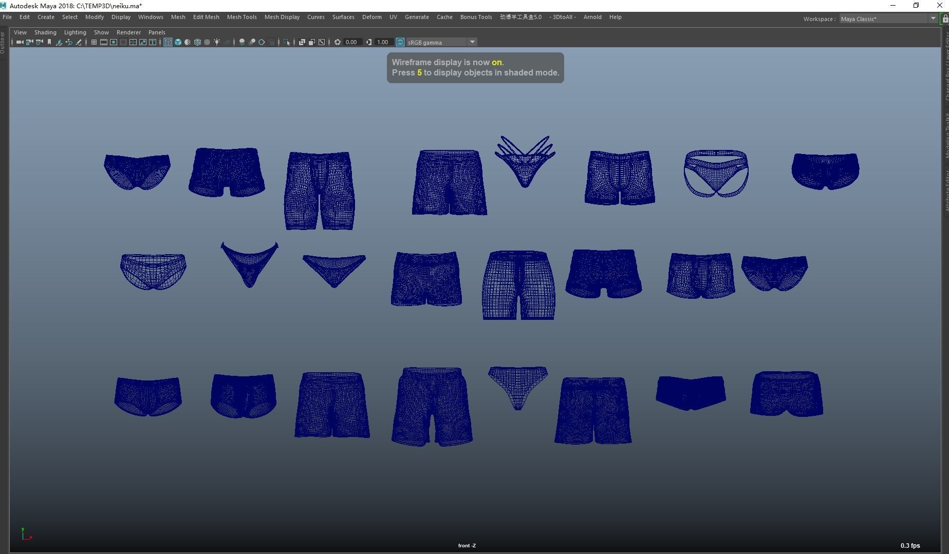 shorts set of underwear 3D model_3