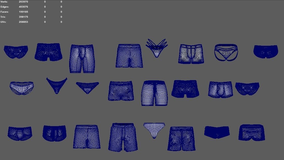 shorts set of underwear 3D model_4