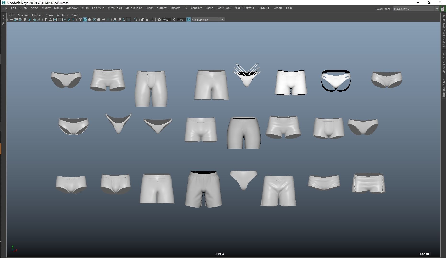 shorts set of underwear 3D model_2