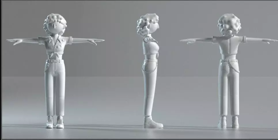 C4D model of mainstream female characters in the 90s 3D model_0