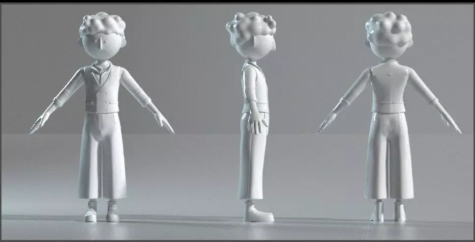 C4D cartoon costume male IP character C4D model white model 3D model_0