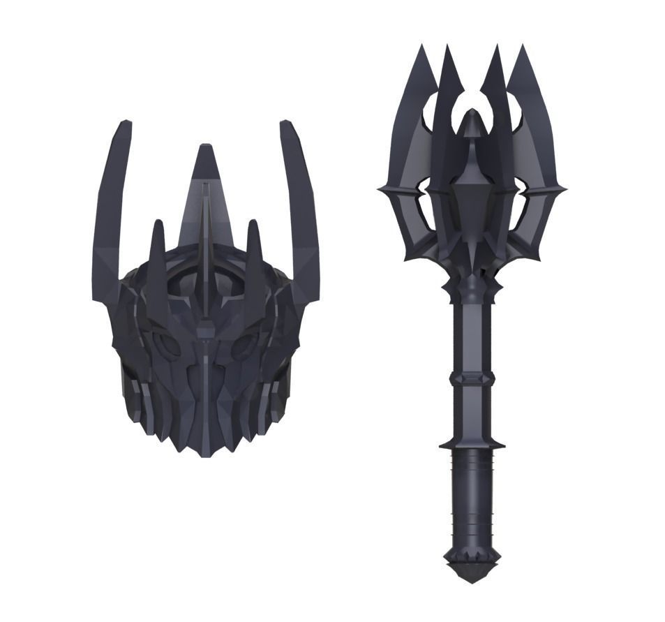 Sauron Armor and Weapon Set LEGO MINIFIGURE COMPATIBLE 3D print model_1