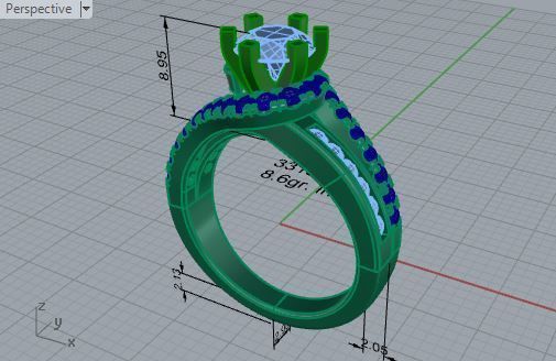 Nice blue and white diamond ring 3315 3D print model 3D print model_7