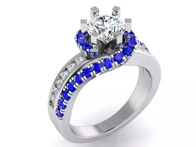 Nice blue and white diamond ring 3315 3D print model