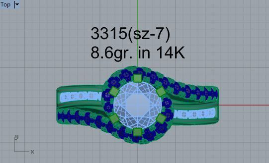 Nice blue and white diamond ring 3315 3D print model 3D print model_4