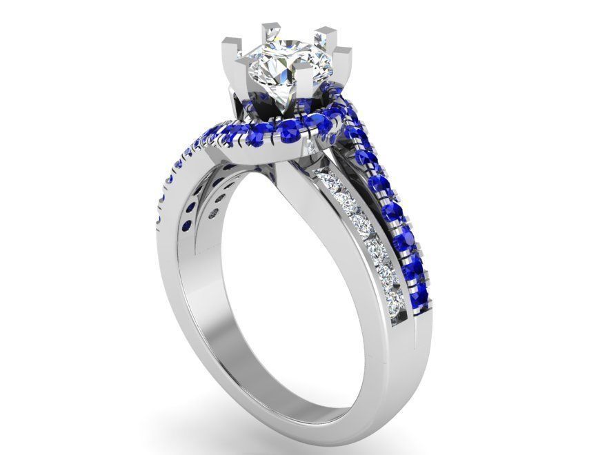 Nice blue and white diamond ring 3315 3D print model 3D print model_2