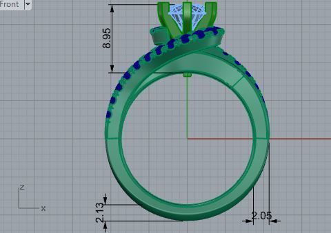 Nice blue and white diamond ring 3315 3D print model 3D print model_5