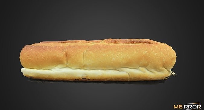 Jambon Beurre Ham Baguette Sandwitch Low-poly 3D model 4