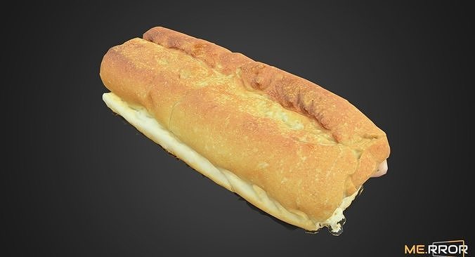 Jambon Beurre Ham Baguette Sandwitch Low-poly 3D model 5