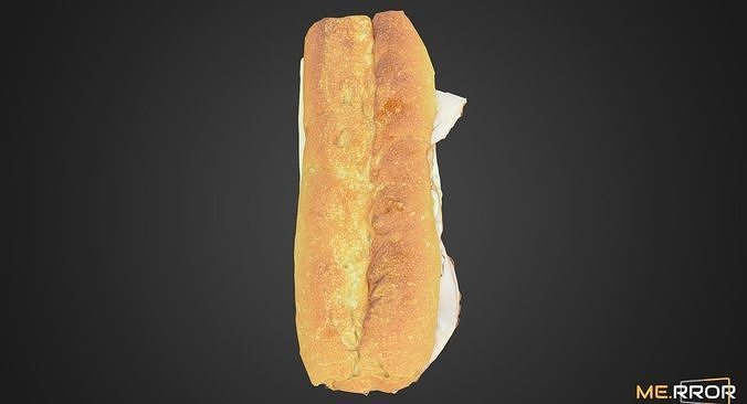 Jambon Beurre Ham Baguette Sandwitch Low-poly 3D model 6
