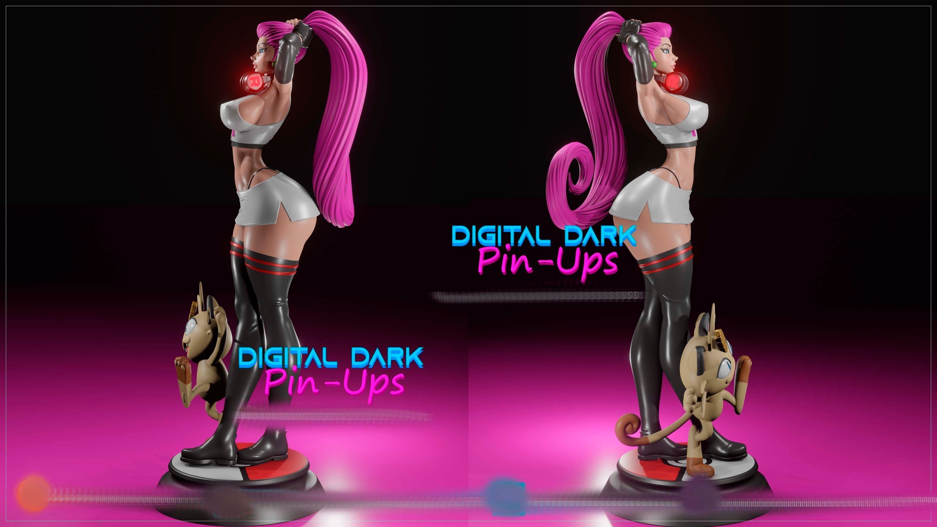 Jessie and Meowth with NSFW version and Miniatures version 3D print model_11