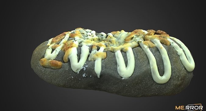 Squid Ink Bread Low-poly 3D model 6