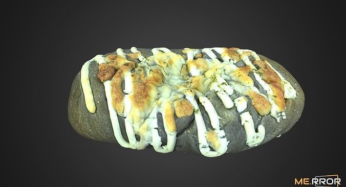 Squid Ink Bread Low-poly 3D model 2