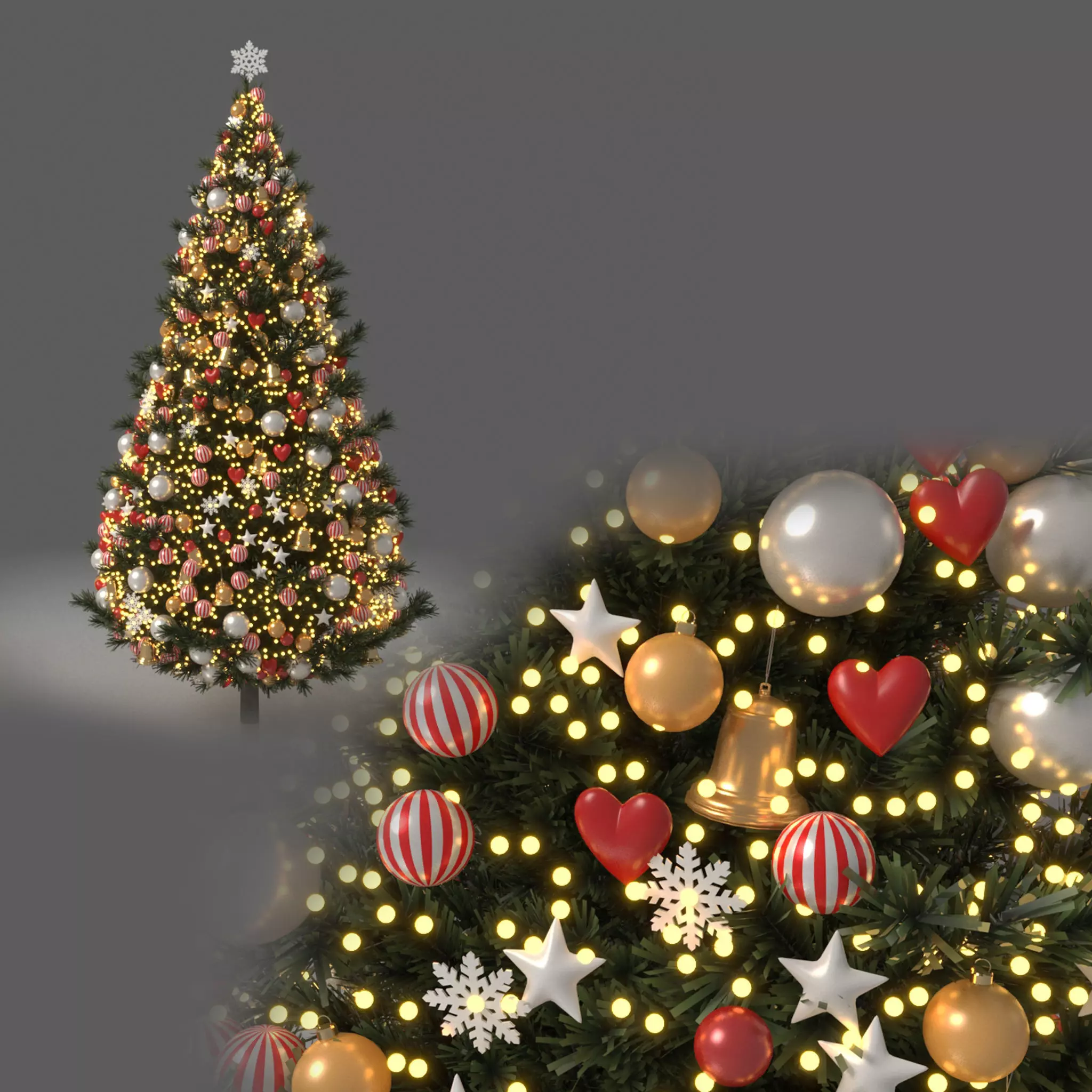 Christmas Tree With Ornaments 3D model_0
