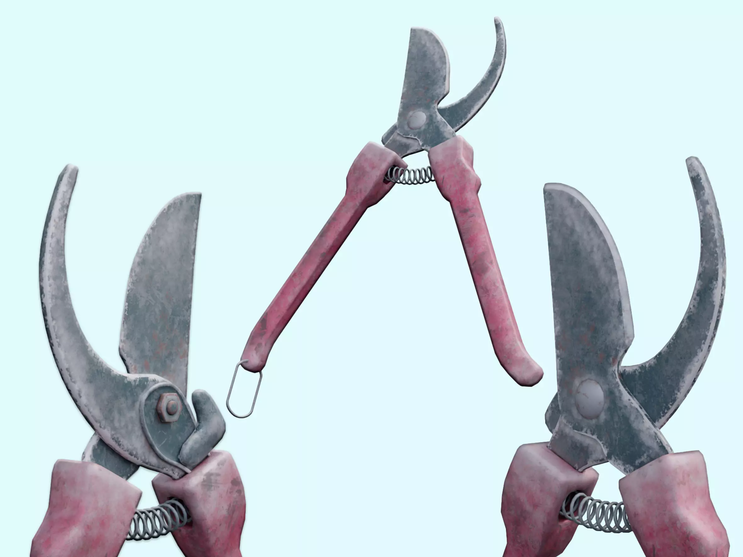 Pruner pair of gardening shears Low-poly 3D model