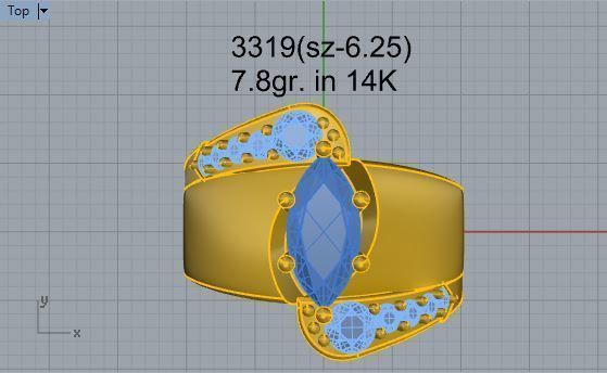 Tear diamond ring 3319 3D print model 3D print model_4