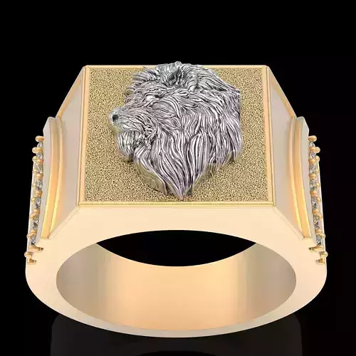 Lion ring silver gold sterling printable jewelry 3D model 3D print model