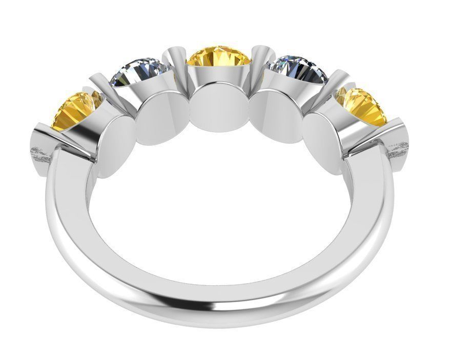 5-Stone yellow and white diamnd ring 3320 3D print model 3D print model_3