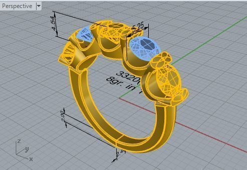 5-Stone yellow and white diamnd ring 3320 3D print model 3D print model_7