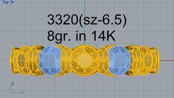 5-Stone yellow and white diamnd ring 3320 3D print model 3D print model_4