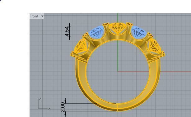 5-Stone yellow and white diamnd ring 3320 3D print model 3D print model_5