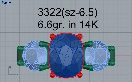 3-stone blue and white diamond ring 3322 3D print model 3D print model_4