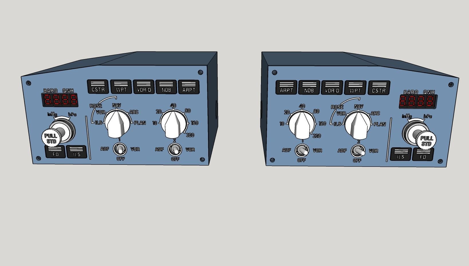 A320 or A330 EFIS control panel - CPT and FO 3D print model_1