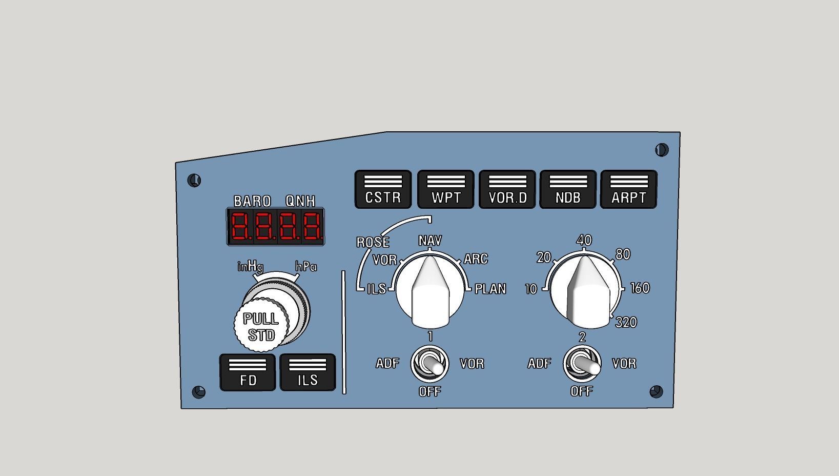 A320 or A330 EFIS control panel - CPT and FO 3D print model_3