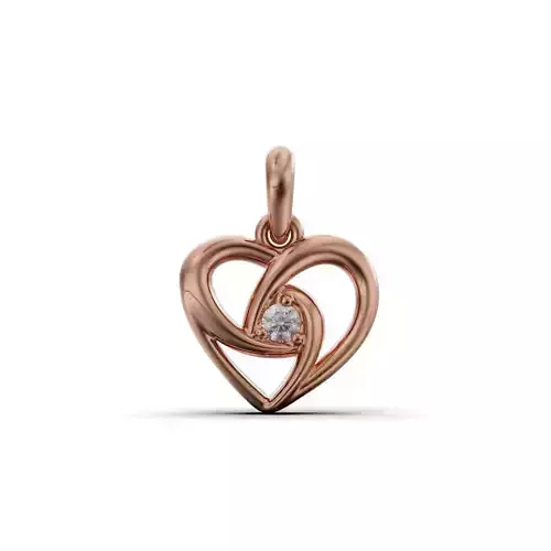 PendantHeart rose gold ring with diamonds 3D print model
