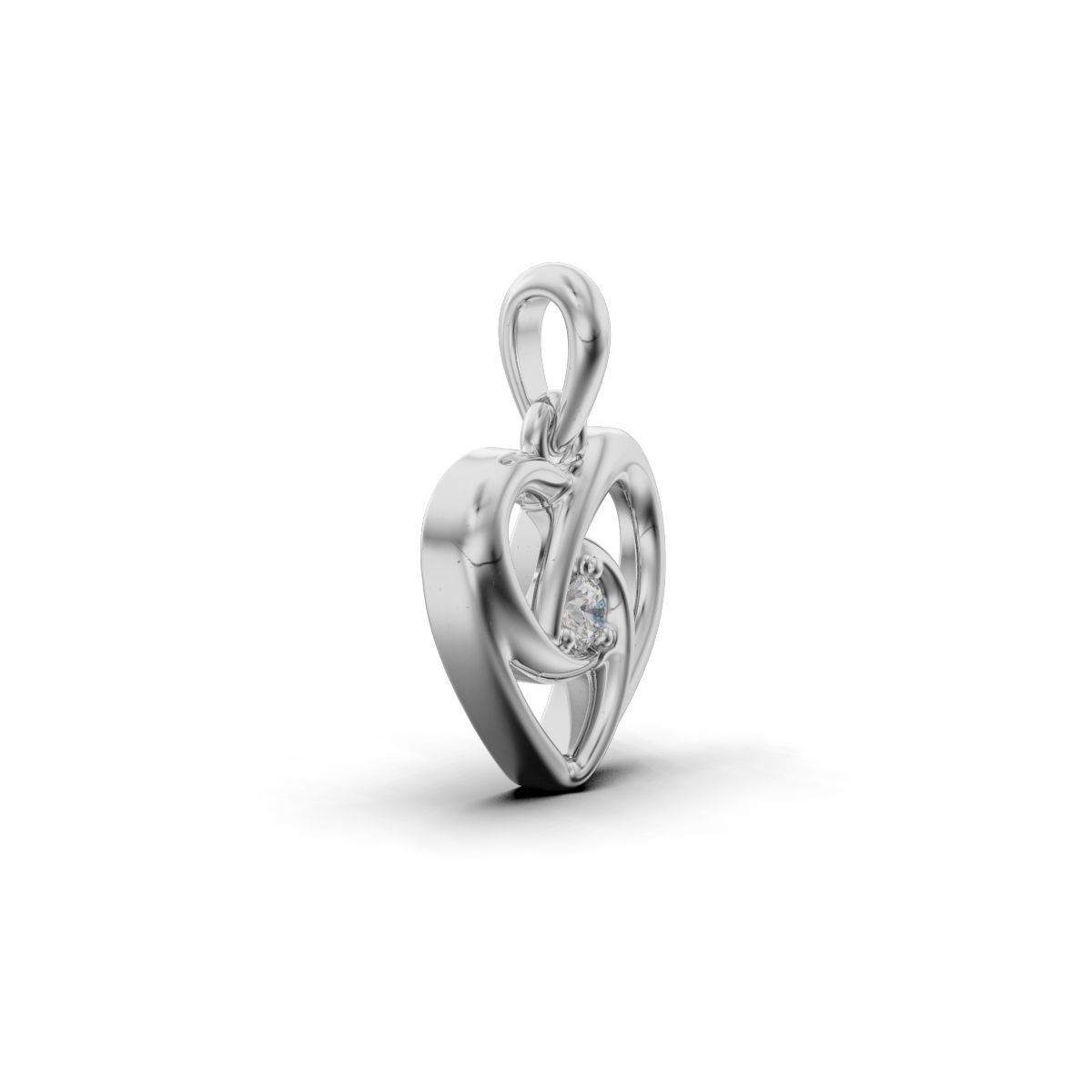 PendantHeart rose gold ring with diamonds 3D print model_10