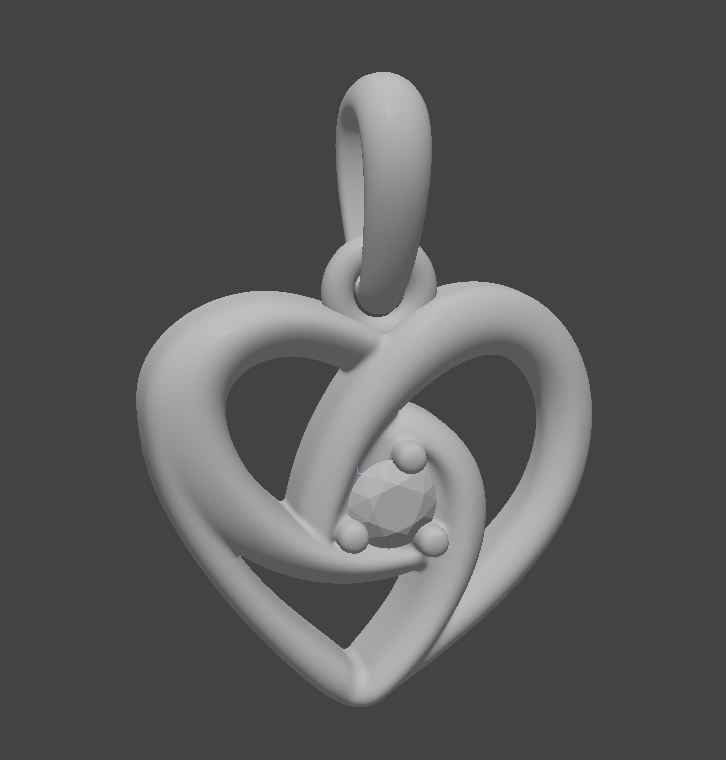 PendantHeart rose gold ring with diamonds 3D print model_12