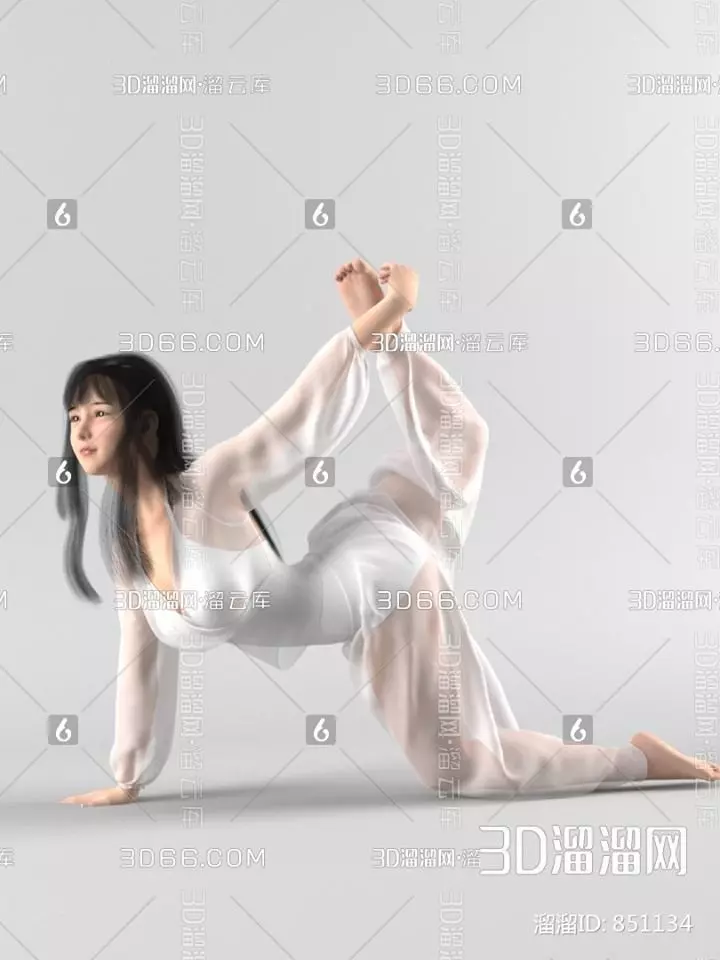 people chinese woman doing yoga pose 3D model_0