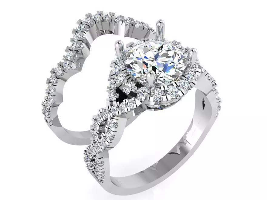 Infinity textured diamond ring with band 3327 3D print model 3D print model_0