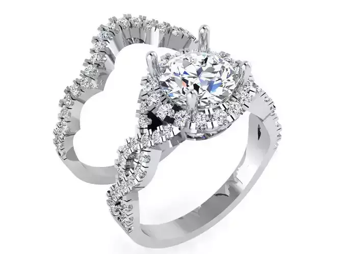 Infinity textured diamond ring with band 3327 3D print model