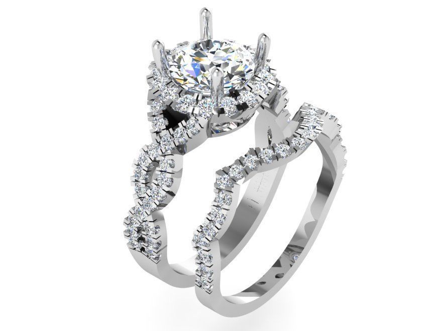 Infinity textured diamond ring with band 3327 3D print model 3D print model_2