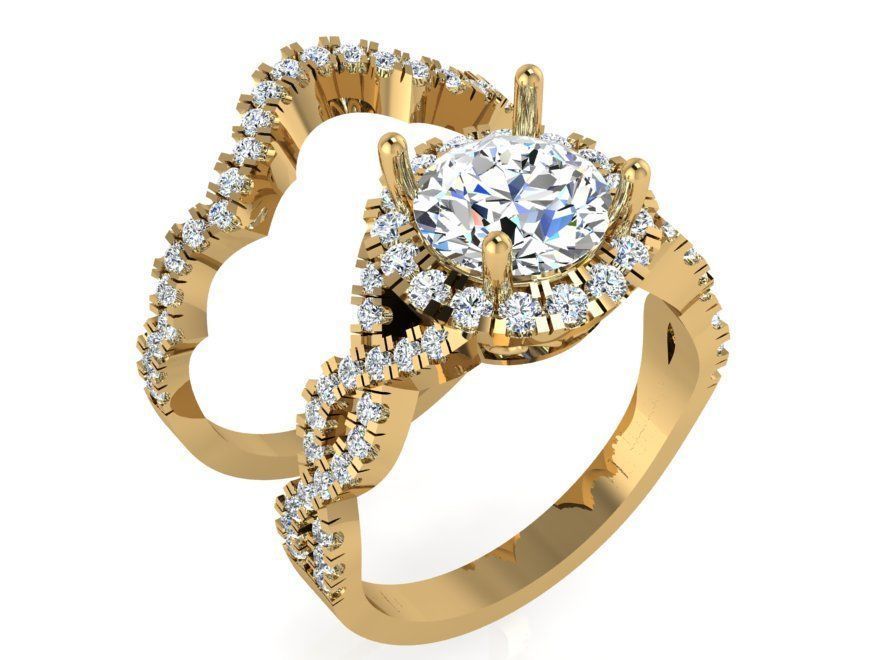 Infinity textured diamond ring with band 3327 3D print model 3D print model_1