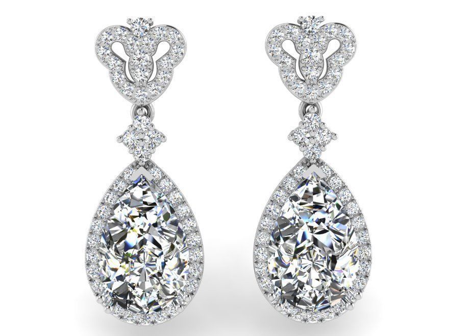 Luxurious  pear earrings 3328 3D print model  3D print model_2