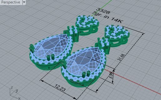 Luxurious  pear earrings 3328 3D print model  3D print model_7